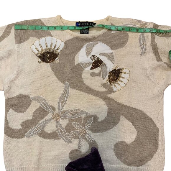 '89 IB Diffusion Embellished Beaded Seashell Sweater Womens SZ M - Hong Kong - Picture 11 of 13